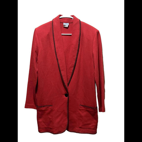 Vintage Bedford Fair Women's Cardigan Jacket Red Black Stitch  Accents Med - Picture 1 of 4
